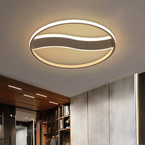 Modern Acrylic Led Flush Mount Fixture - Wave And Ring Design 16’/19.5’/23.5’ Diameter