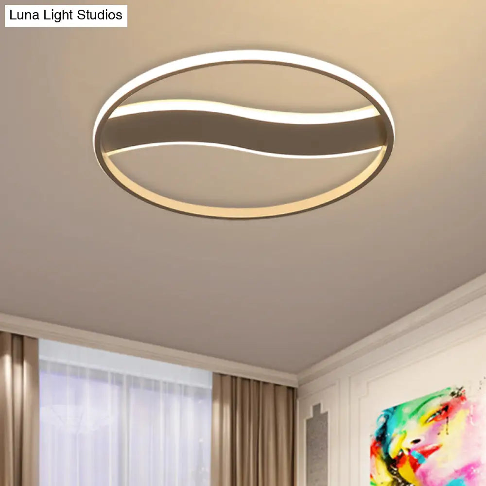 Modern Acrylic Led Flush Mount Fixture - Wave And Ring Design 16’/19.5’/23.5’ Diameter