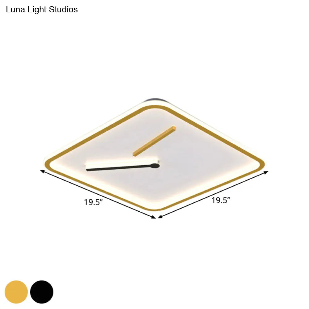 Modern Acrylic Led Flush Mount Lamp - Black/Gold Warm/White Light 16’/19.5’ Wide