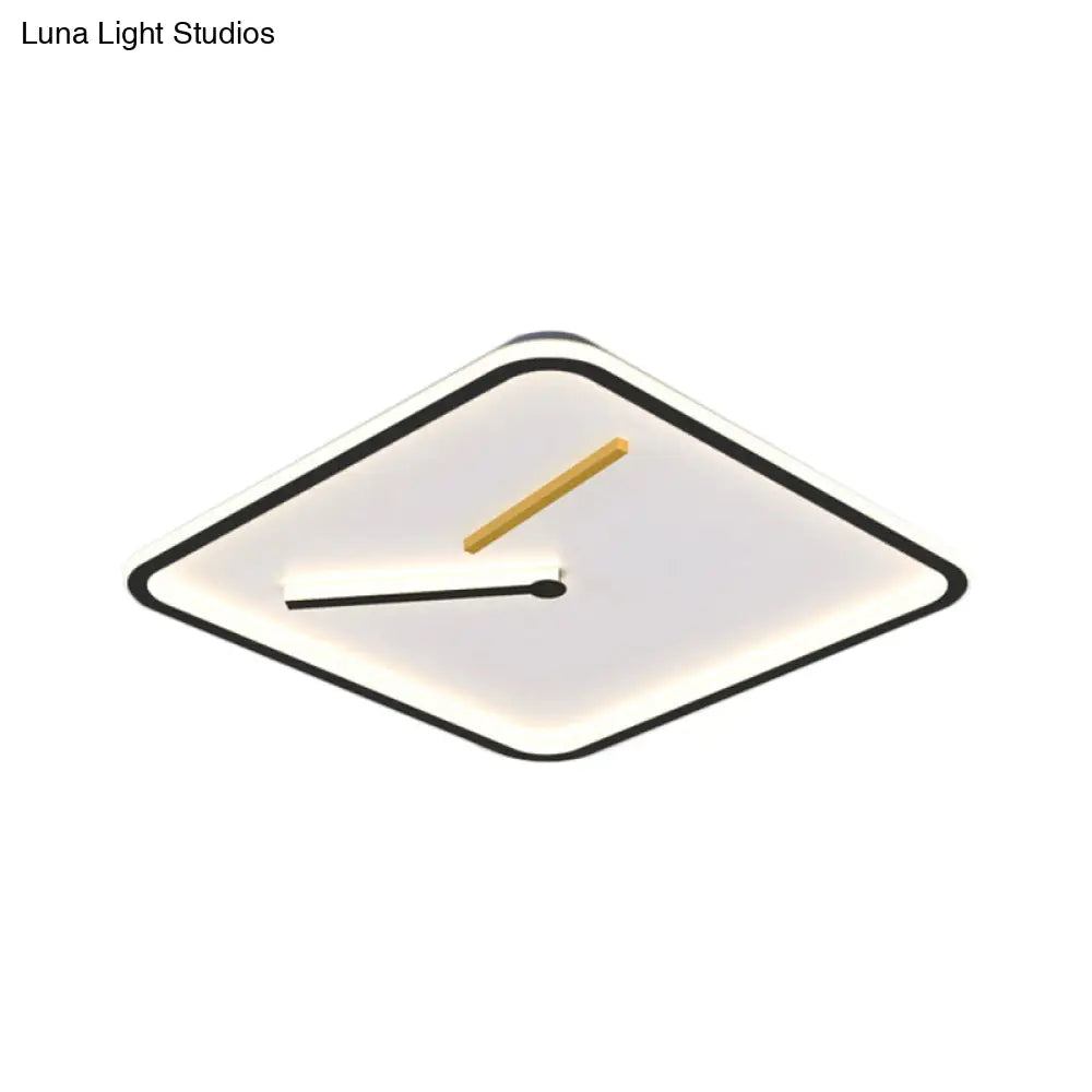 Modern Acrylic Led Flush Mount Lamp - Black/Gold Warm/White Light 16’/19.5’ Wide