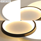 Modern Acrylic Led Flush Mount Light Fixture Round Black And White Design 16’/19.5’ Wide
