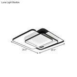 Modern Acrylic Led Flush Mount Light In Black - 16.5’/20.5’ Width Overlapping Design Perfect