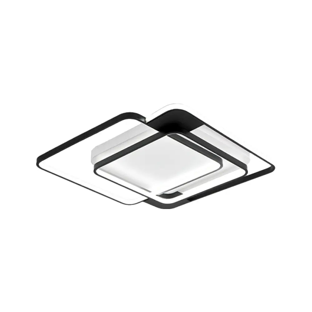 Modern Acrylic Led Flush Mount Light In Black - 16.5/20.5 Width Overlapping Design Perfect For