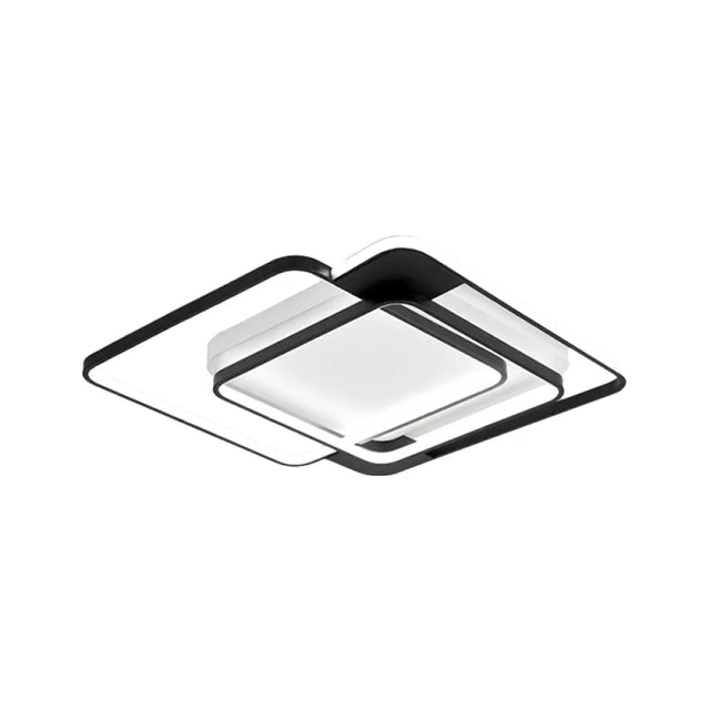 Modern Acrylic Led Flush Mount Light In Black - 16.5/20.5 Width Overlapping Design Perfect For