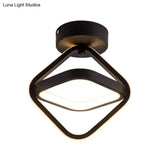 Modern Acrylic Led Flush Mount Light In Black/Gold - Ideal For Corridor Warm/White