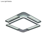 Modern Acrylic Led Flushmount Lighting - Rhombus/Rectangular Shape 16’/19.5’/35.5’ Width