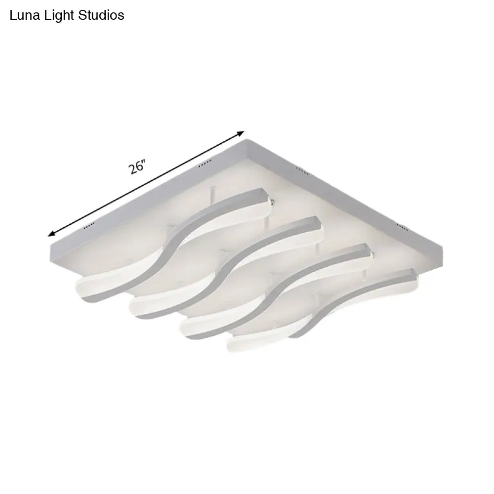 Modern Acrylic Led Flushmount Lighting - Wavy Design 21.5’/26’ Wide Ceiling Flush Light For