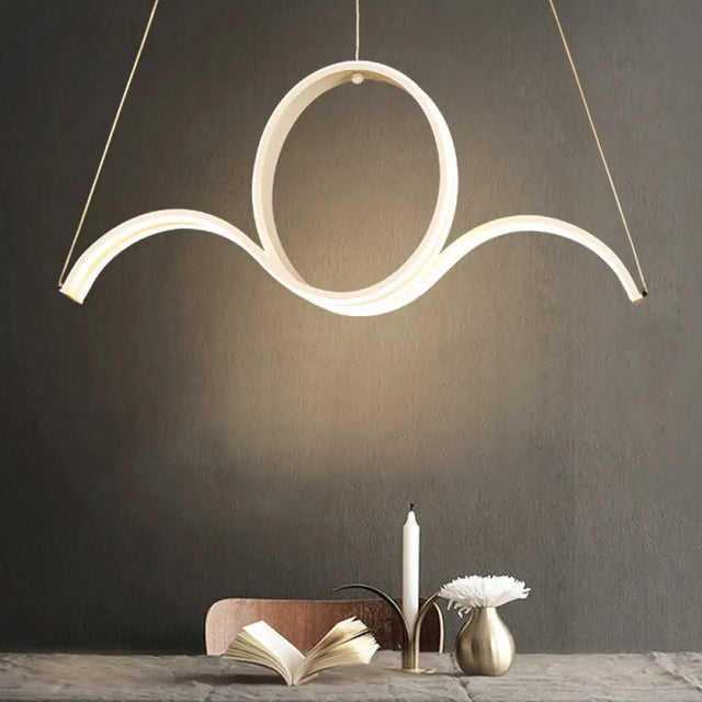 Minimalist Led White Pendant Chandelier: Twisting Acrylic Pendulum Light - Warm/White Lighting For