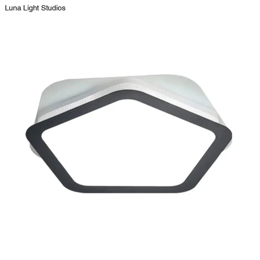 Modern Acrylic Led Pentagon Flush Light For Bedroom - White Or Warm Options