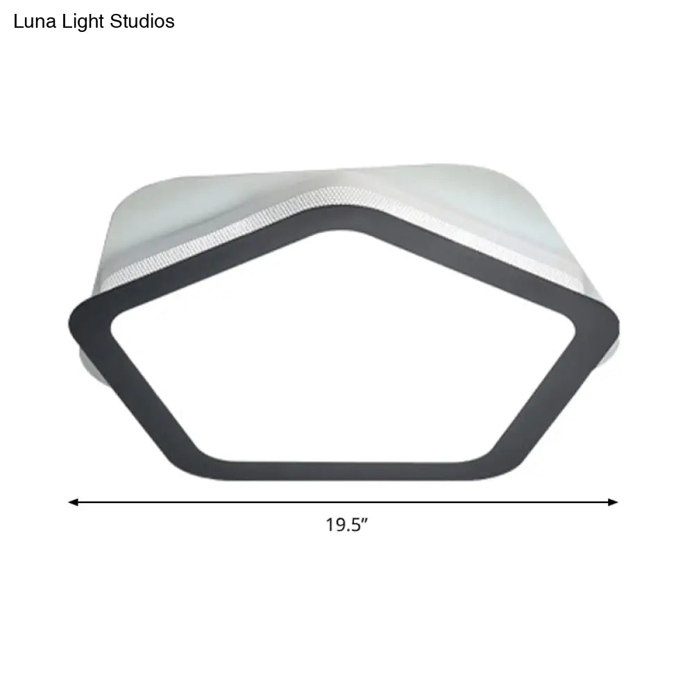 Modern Acrylic Led Pentagon Flush Light For Bedroom - White Or Warm Options