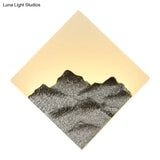 Modern Acrylic Led Wall Sconce - Mountain Pattern Rhombus Mural Design Silver/Gold Bedroom Lighting