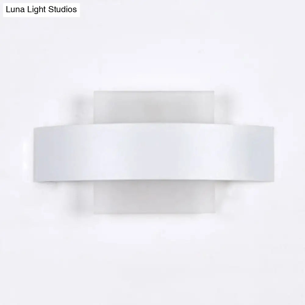Modern Acrylic Led Wall Sconce With Metal Backplate In Black/White Finish And White/Warm Lighting