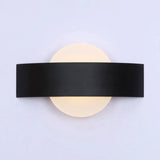 Modern Acrylic Led Wall Sconce With Metal Backplate In Black/White Finish And White/Warm Lighting