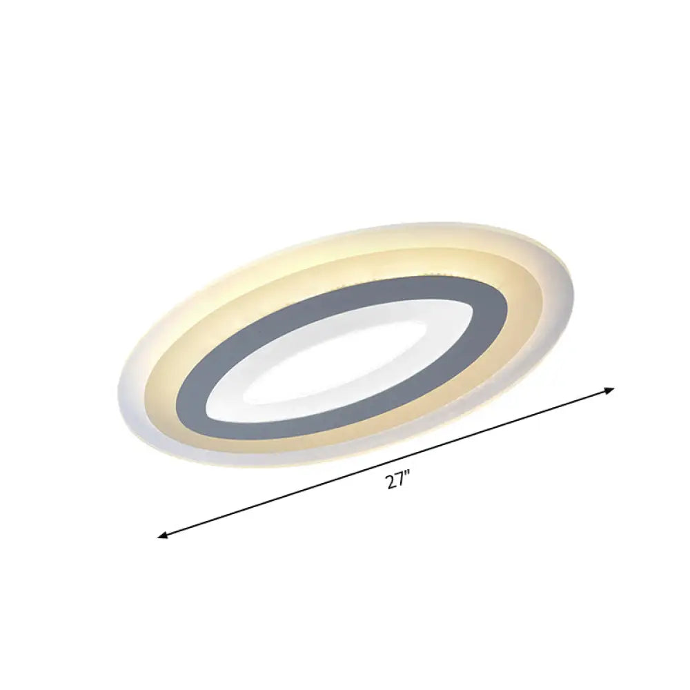 Modern Acrylic Oval Led Ceiling Light Fixture - Warm/White Multiple Sizes
