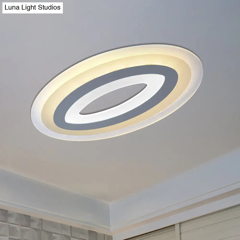 Modern Acrylic Oval Led Ceiling Light Fixture - Warm/White Multiple Sizes