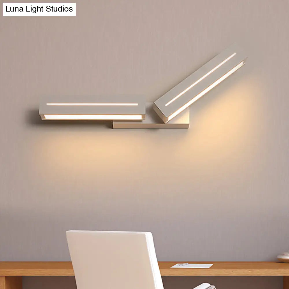 Modern Acrylic Rectangle Wall Mounted Light For Bedroom - Black/White Sconce