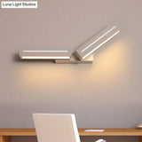 Modern Acrylic Rectangle Wall Mounted Light For Bedroom - Black/White Sconce