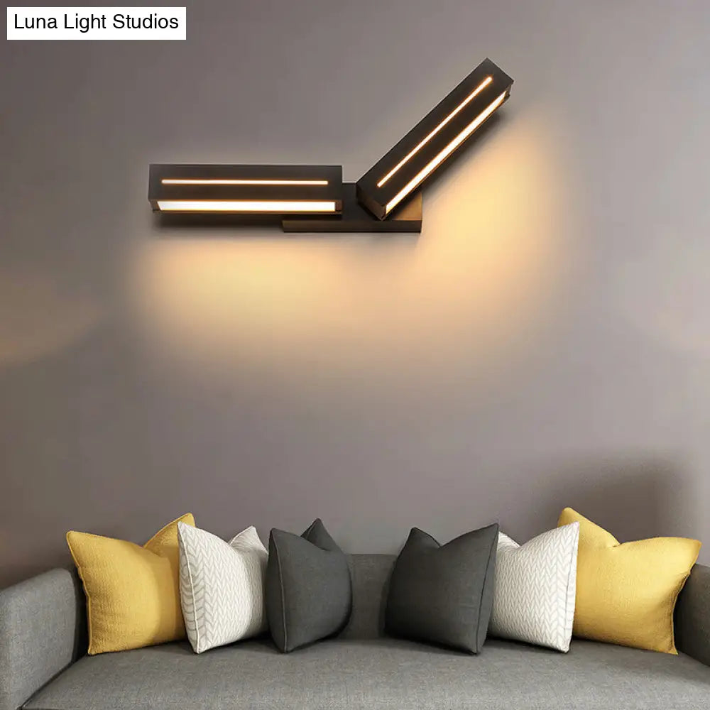 Modern Acrylic Rectangle Wall Mounted Light For Bedroom - Black/White Sconce