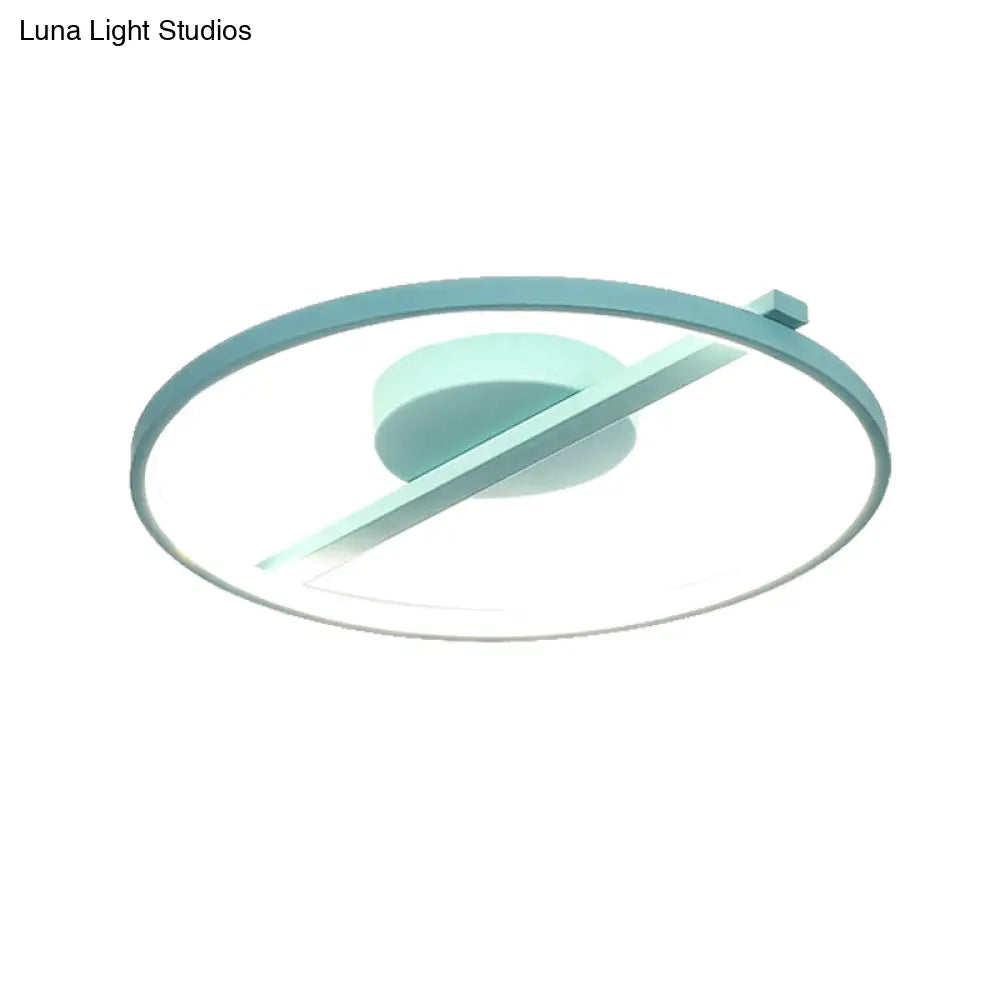Modern Acrylic Ring Flush Mount Ceiling Light In Black/White/Blue For Living Room - Warm/White