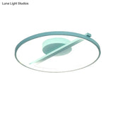 Modern Acrylic Ring Flush Mount Ceiling Light In Black/White/Blue For Living Room - Warm/White