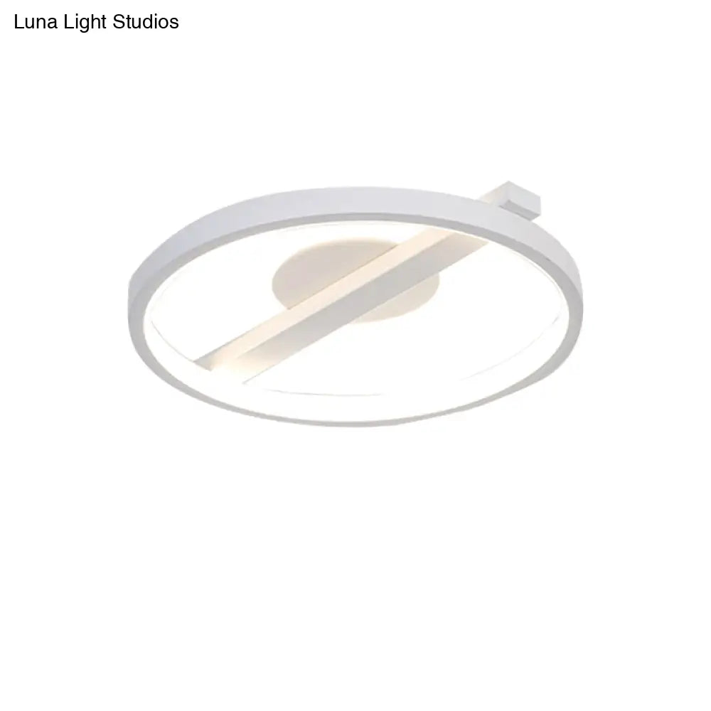 Modern Acrylic Ring Flush Mount Ceiling Light In Black/White/Blue For Living Room - Warm/White