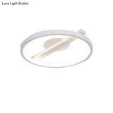 Modern Acrylic Ring Flush Mount Ceiling Light In Black/White/Blue For Living Room - Warm/White