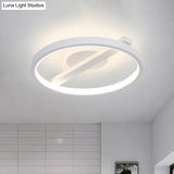 Modern Acrylic Ring Flush Mount Ceiling Light In Black/White/Blue For Living Room - Warm/White