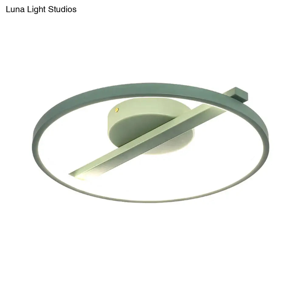 Modern Acrylic Ring Flush Mount Ceiling Light In Black/White/Blue For Living Room - Warm/White