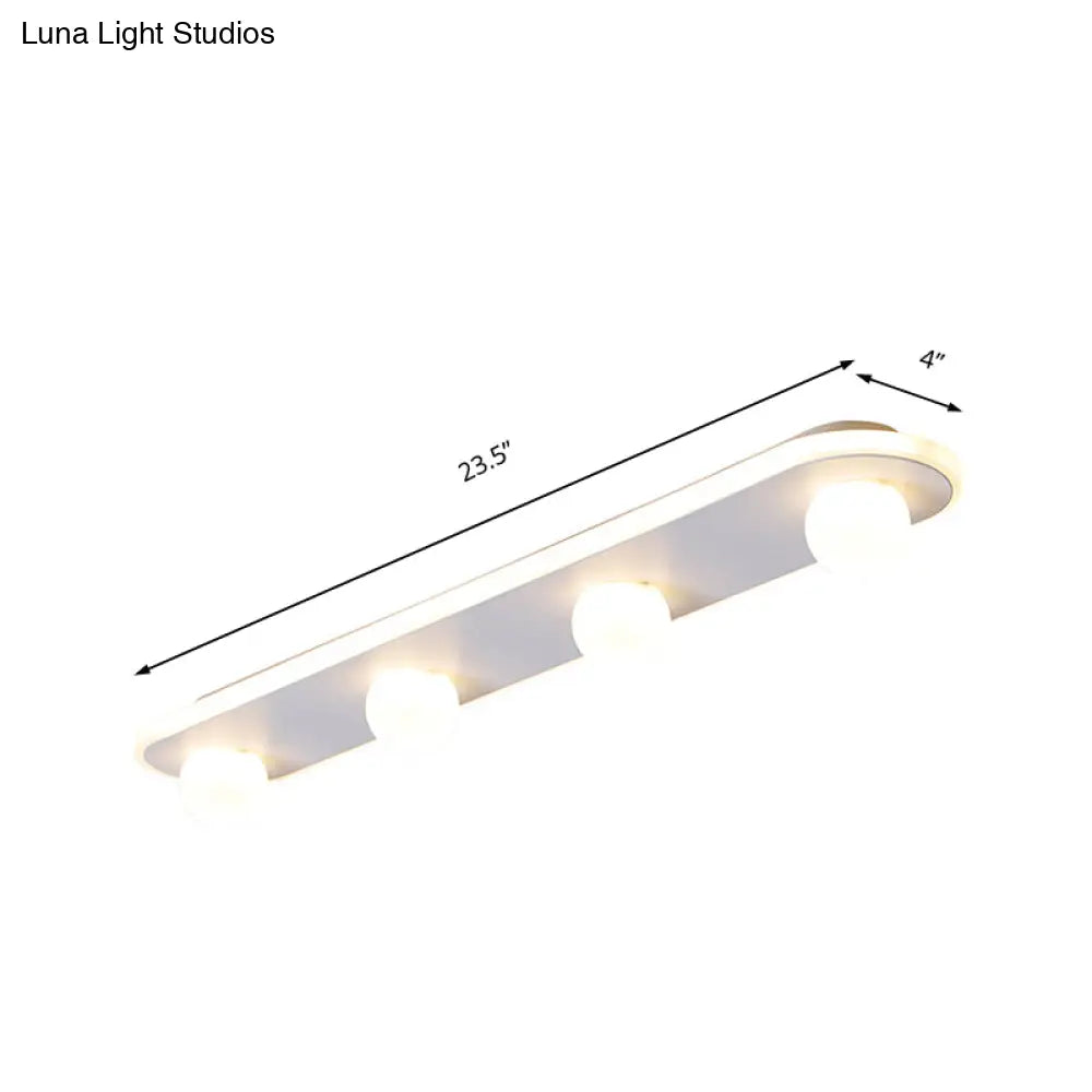 Modern Acrylic Semi-Flush Led Light Fixture - Rectangular White/Warm With 3/4/6 Lights