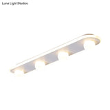 Modern Acrylic Semi-Flush Led Light Fixture - Rectangular White/Warm With 3/4/6 Lights