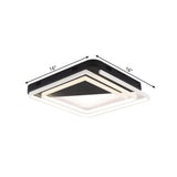 Modern Acrylic Square Ceiling Lamp Led Flush Mount Light - Black 18/22/28 Wide In Warm/White
