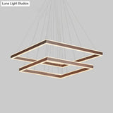 Modern Acrylic Square Ceiling Pendant Led Brown Chandelier Light In Warm/White