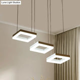 Modern Acrylic Square Chandelier - Black/White Pendant Light With 3 Bulbs