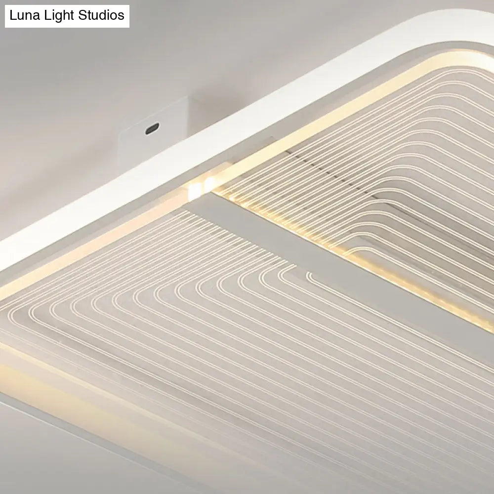 Modern Acrylic Square Flush Mount Lamp - White Ceiling Light Fixture With Warm/White
