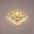 Modern Acrylic Square Led Flush Mount With Crystal Flower Shade Clear / Warm