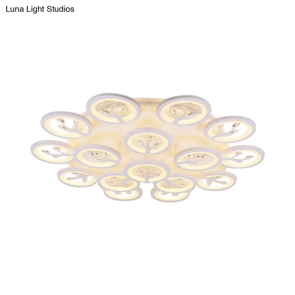 Modern Acrylic Tree Flush Mount Ceiling Light With Led And Crystal Accents - 3/6/9 - Light Fixture