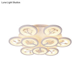 Modern Acrylic Tree Flush Mount Ceiling Light With Led And Crystal Accents - 3/6/9 - Light Fixture