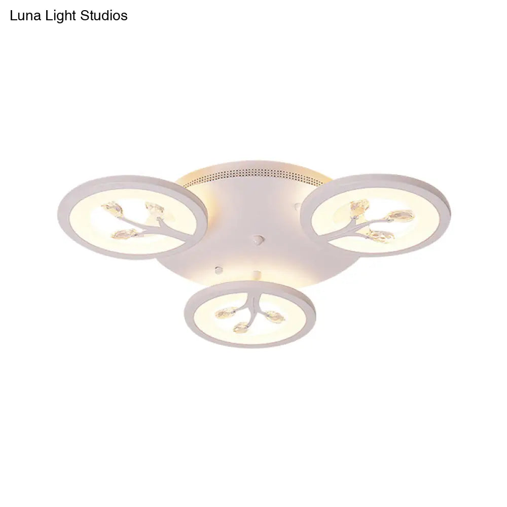 Modern Acrylic Tree Flush Mount Ceiling Light With Led And Crystal Accents - 3/6/9 - Light Fixture