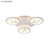 Modern Acrylic Tree Flush Mount Ceiling Light With Led And Crystal Accents - 3/6/9 - Light Fixture