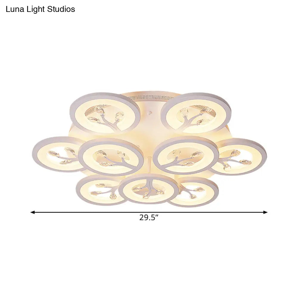 Modern Acrylic Tree Flush Mount Ceiling Light With Led And Crystal Accents - 3/6/9 - Light Fixture