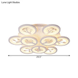 Modern Acrylic Tree Flush Mount Ceiling Light With Led And Crystal Accents - 3/6/9 - Light Fixture
