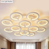 Modern Acrylic Tree Flush Mount Ceiling Light With Led And Crystal Accents - 3/6/9 - Light Fixture