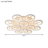 Modern Acrylic Tree Flush Mount Ceiling Light With Led And Crystal Accents - 3/6/9 - Light Fixture