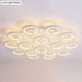Modern Acrylic Tree Flush Mount Ceiling Light With Led And Crystal Accents - 3/6/9 - Light Fixture
