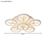 Modern Acrylic Tree Flush Mount Ceiling Light With Led And Crystal Accents - 3/6/9 - Light Fixture