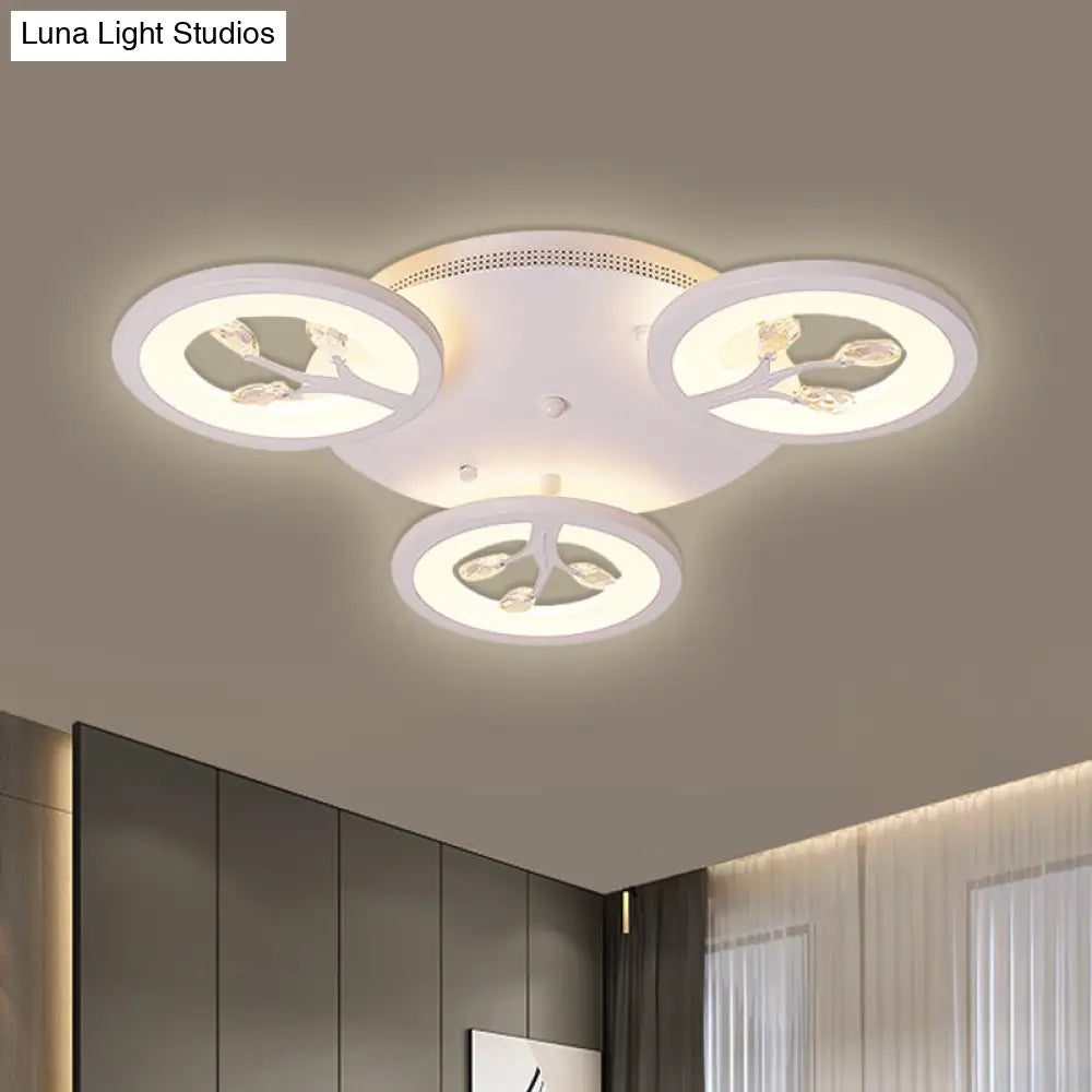 Modern Acrylic Tree Flush Mount Ceiling Light With Led And Crystal Accents - 3/6/9 - Light Fixture