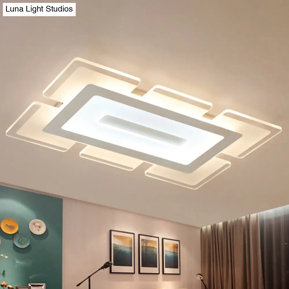 Modern Acrylic Ultrathin Rectangle Ceiling Lamp - 23.5’/35.5’ Long Led Flush Mount Warm/White
