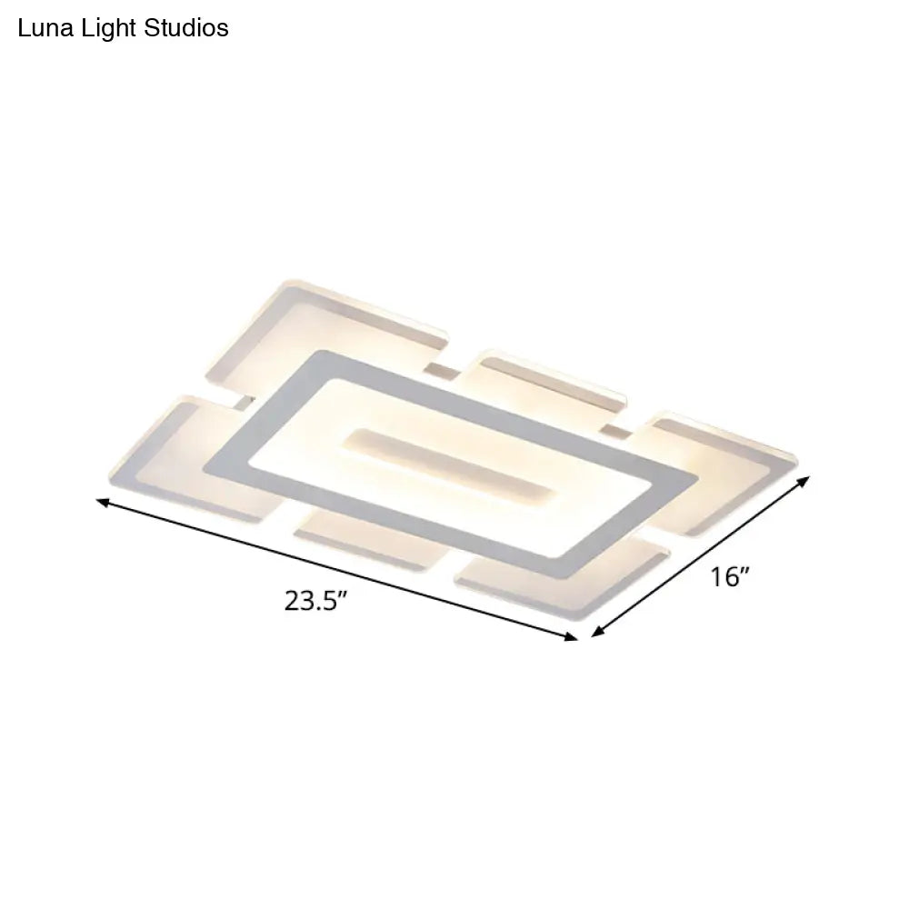 Modern Acrylic Ultrathin Rectangle Ceiling Lamp - 23.5’/35.5’ Long Led Flush Mount Warm/White