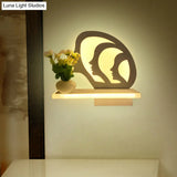 Modern Acrylic Wall Sconce With Shelf For Restaurant And Cafe - White Light
