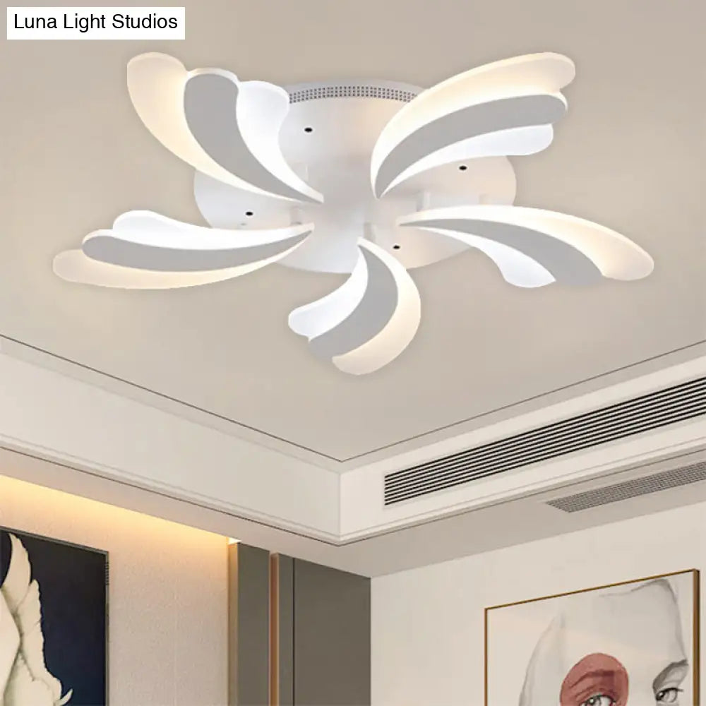 Modern Acrylic Windmill Ceiling Lamp - 3/5/9 Lights White Flush Mount Light Fixture In